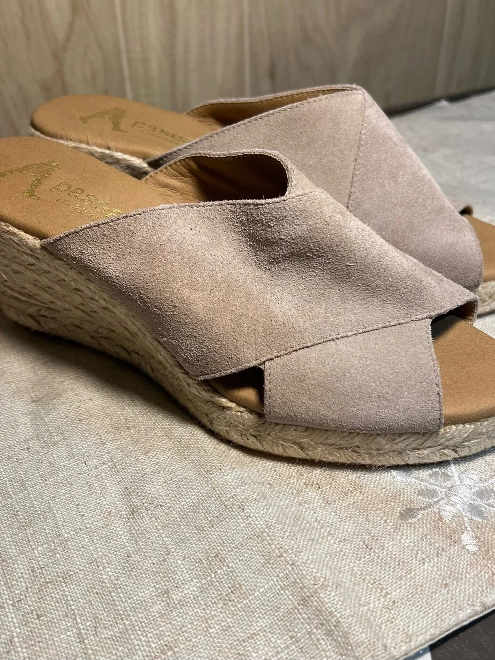 Paseart Sz 6 Womens Made in Spain Crossband Wedge Espadrilles Sandals New